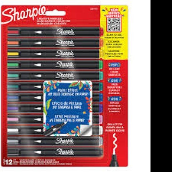 MARCADOR DELG. ACRILICO SHARPIE PUNTA BALA BL.C12 E.1 C.24